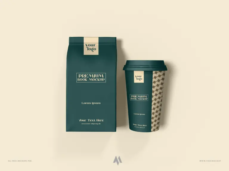 Mockup cốc Cà phê và túi đựng Cà phê