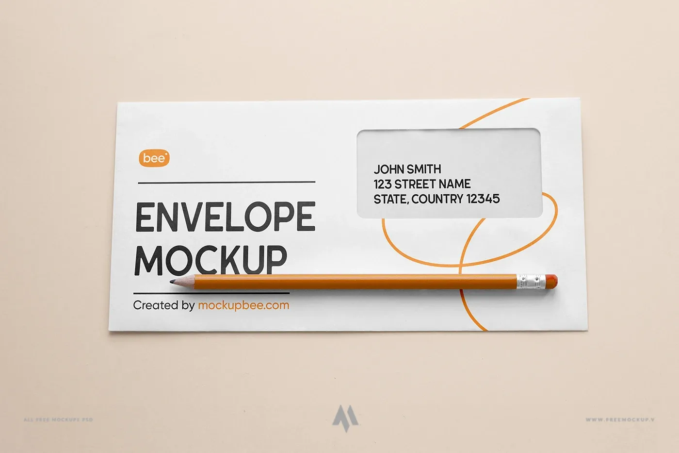 Mockup phong bì thư có bút chì