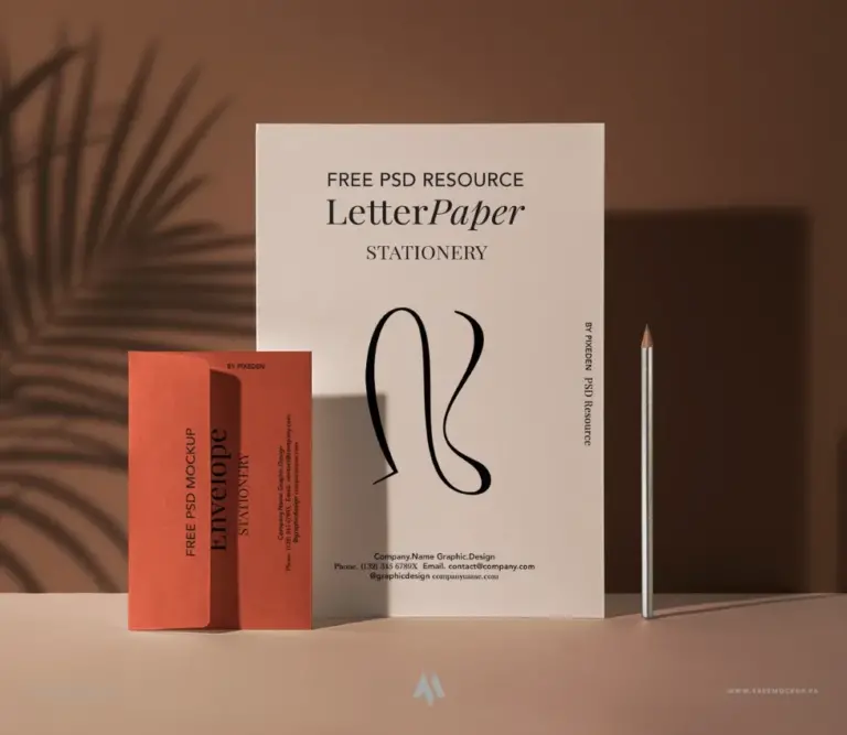 Mockup phong bì và giấy viết thư