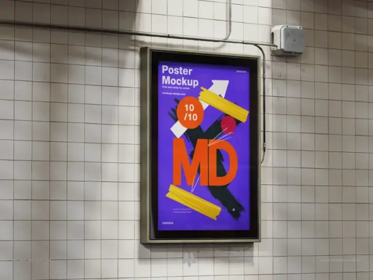 Mockup poster trên tường