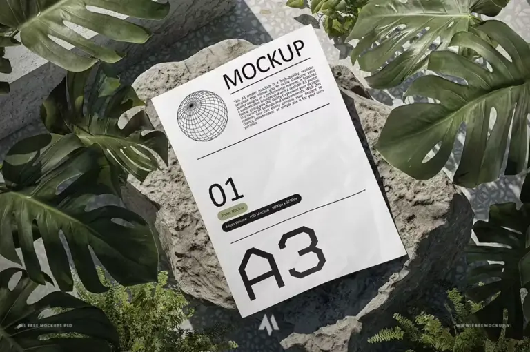 Mockup tờ rơi đơn A3 miễn phí