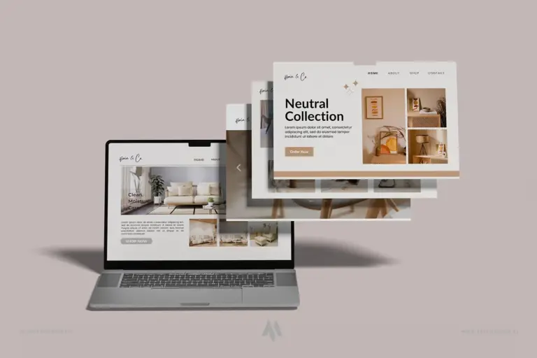 Mockup website trên màn hình laptop