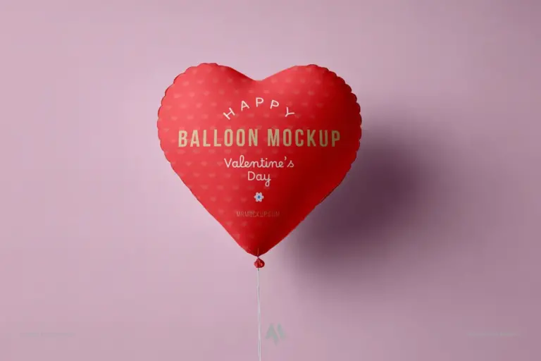 Mockup bóng bay trái tim
