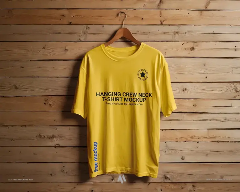 Mockup áo thun cổ tròn treo miễn phí