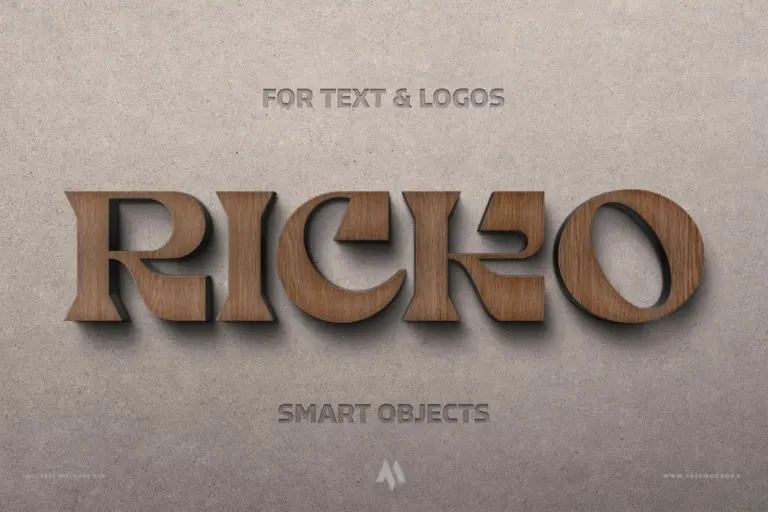 Mockup logo 3D gỗ thủ công