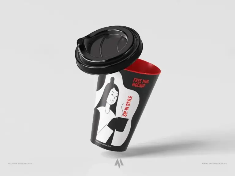Mockup cốc cafe có nắp đậy