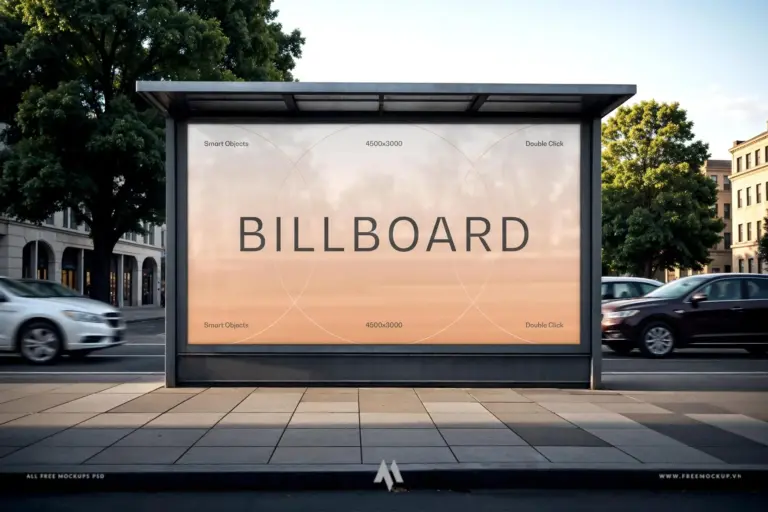 Mockup biển quảng cáo trạm xe buýt miễn phí