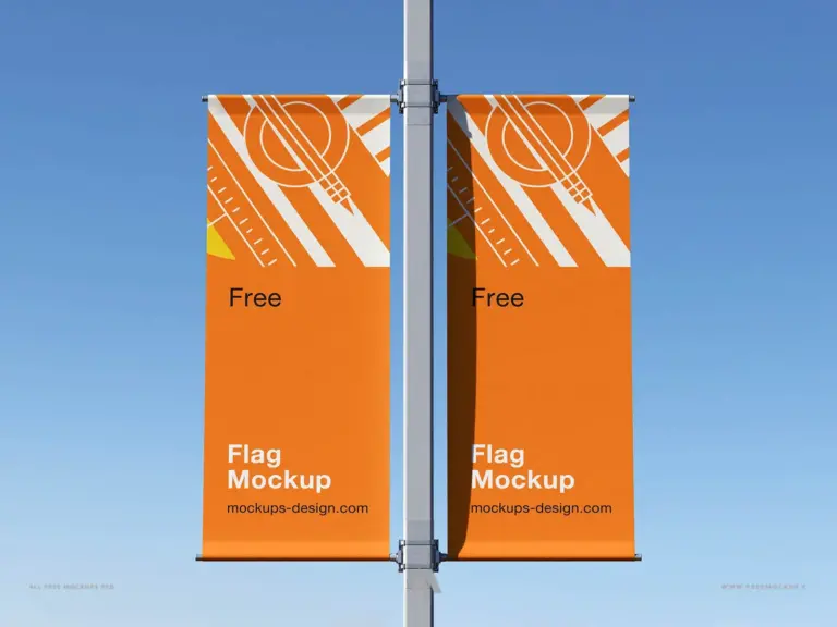 Mockup cờ phướn đường phố