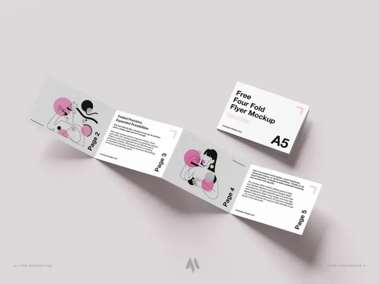 Mockup tờ rơi gấp 4 ấn tượng
