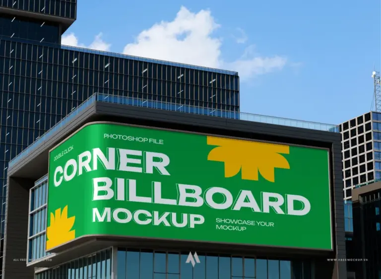 Mockup biển quảng cáo ngoài trời góc vuông