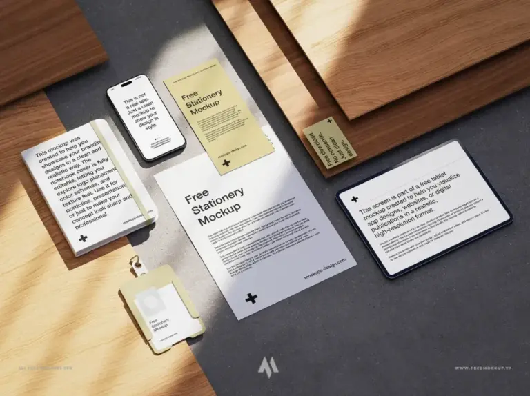 Bộ mockup văn phòng phẩm hiện đại
