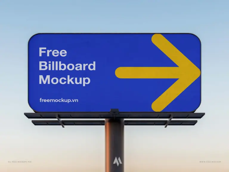 Mockup biển quảng cáo ngoài trời bo tròn