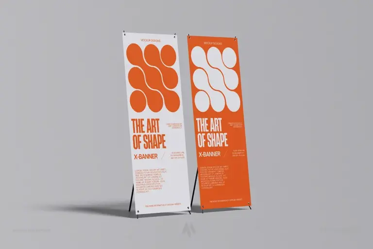 Mockup standee chân chữ X
