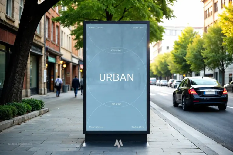Mockup biển quảng cáo trên đường phố