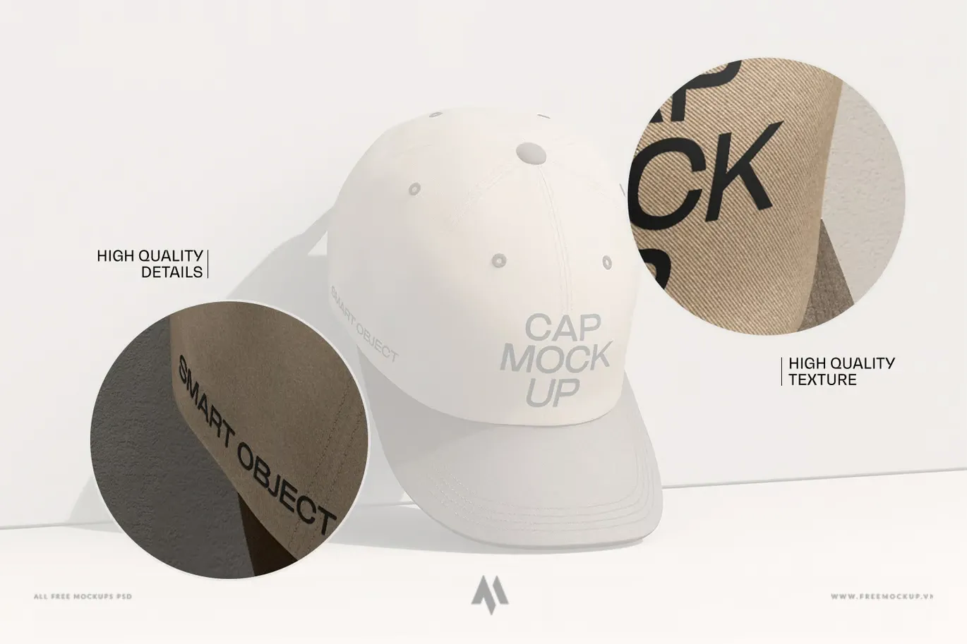 Mockup mũ lưỡi trai mặt trước và sau