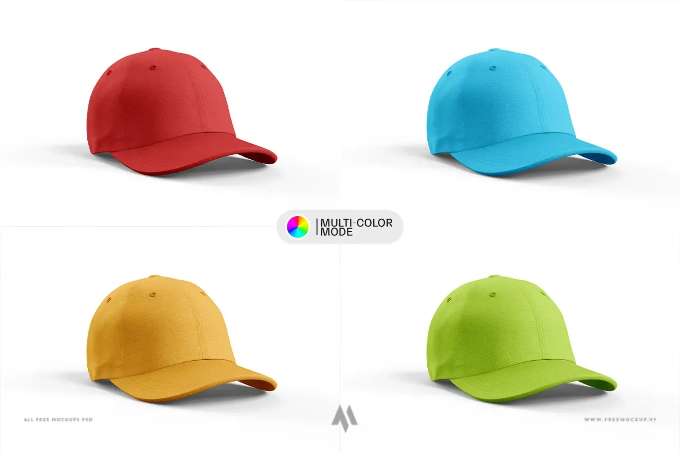 Mockup mũ lưỡi trai mặt trước và sau