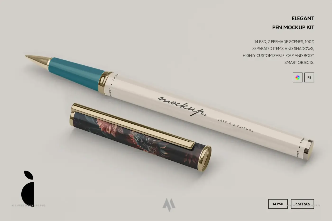 Bộ mockup bút máy sang trọng