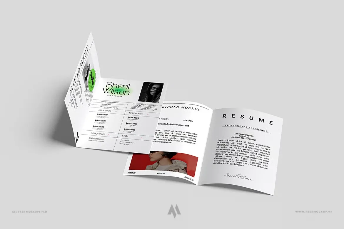 Mockup tờ rơi gấp đôi A4 miễn phí PSD