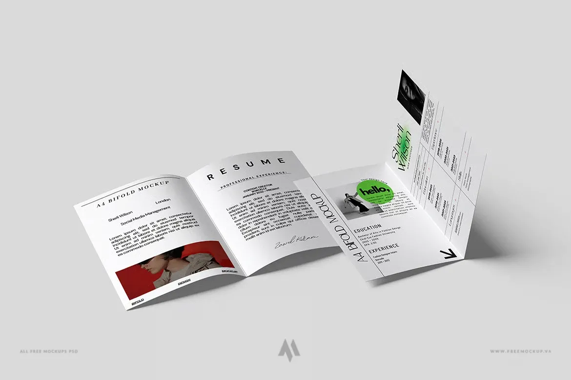 Mockup tờ rơi gấp đôi A4 miễn phí PSD