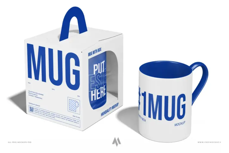 Mockup cốc và hộp đựng PSD