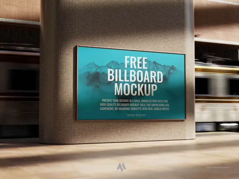 Mockup biển quảng cáo tại ga tàu