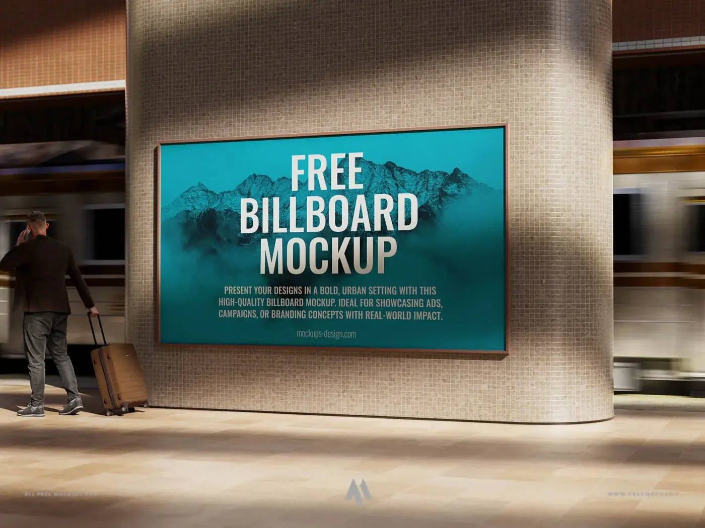 Mockup biển quảng cáo tại ga tàu
