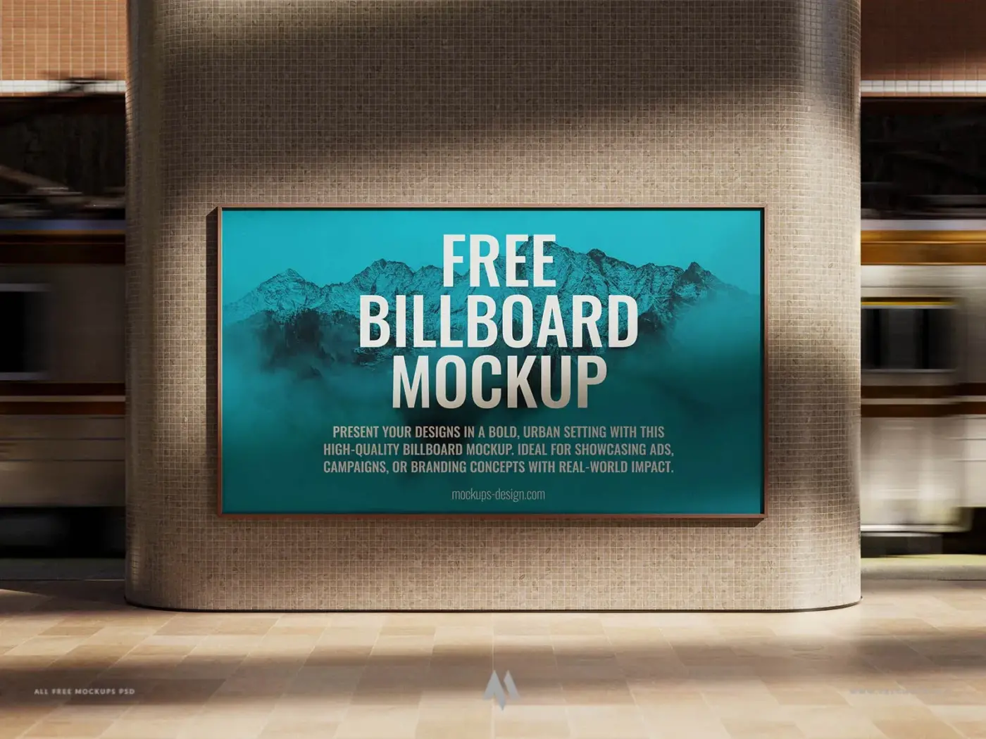Mockup biển quảng cáo tại ga tàu