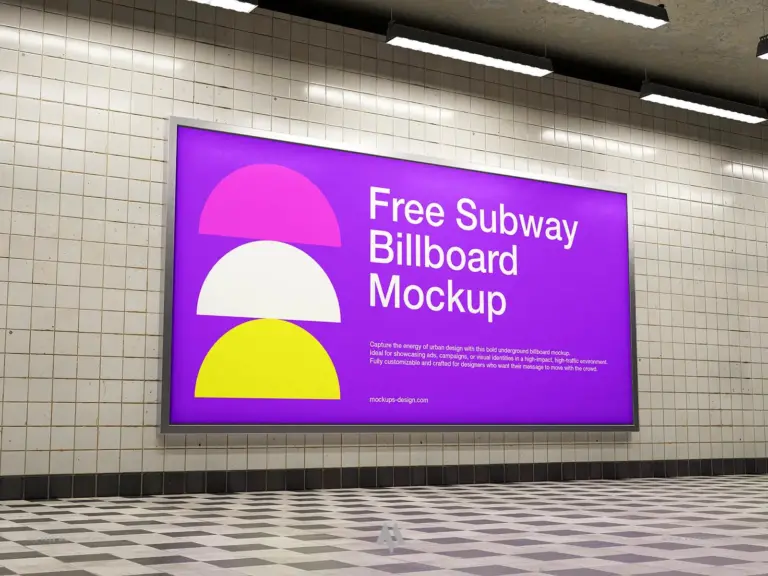 Mockup biển quảng cáo ở tàu điện