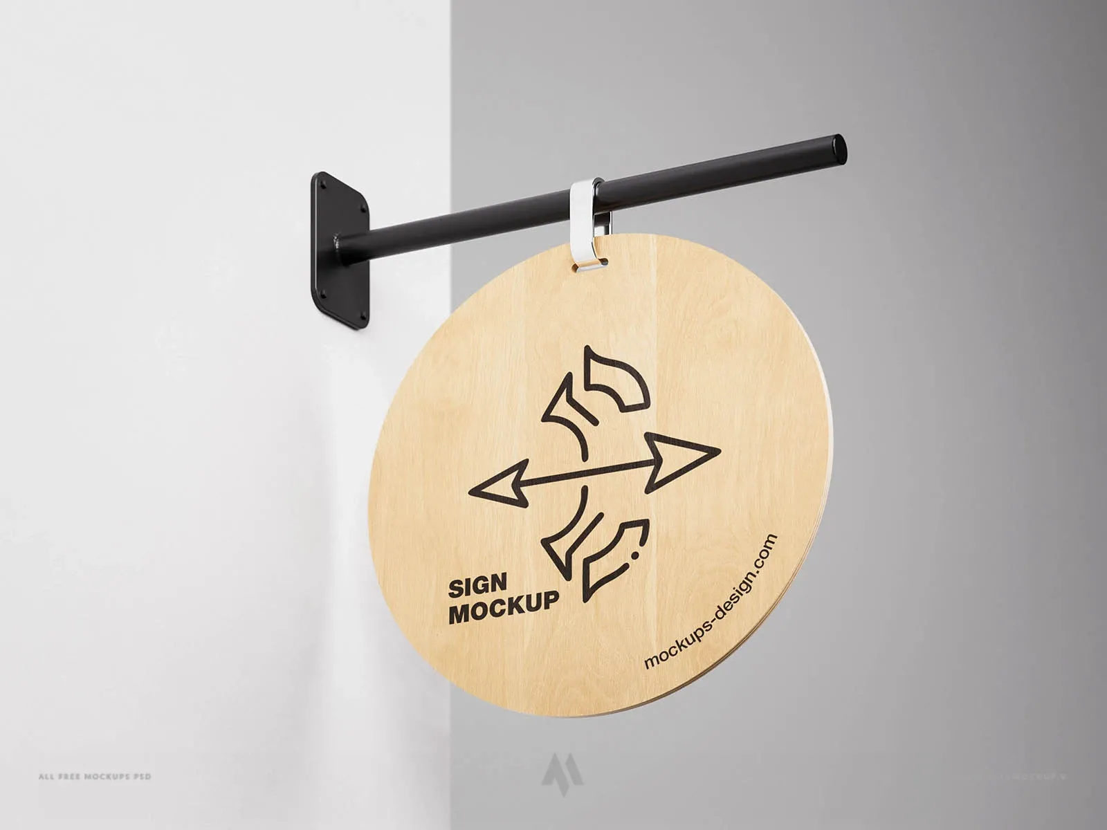 Mockup biển vẫy hình tròn bằng gỗ