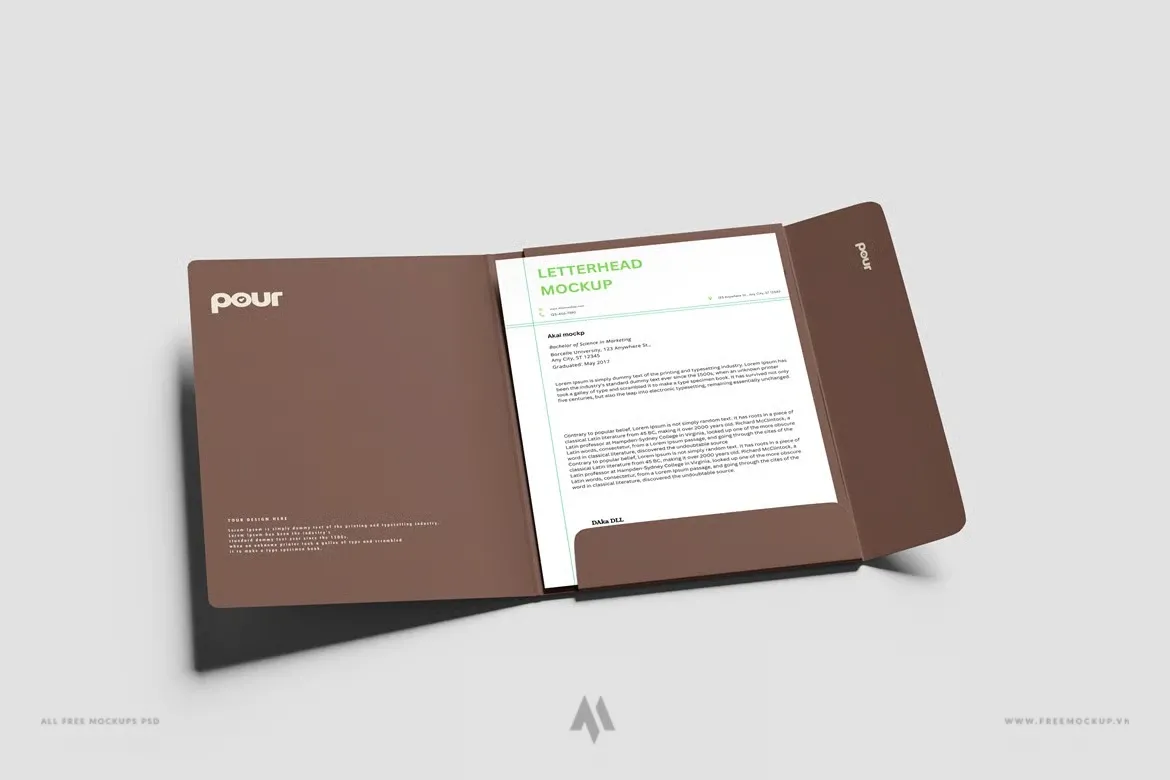 Mockup kẹp tài liệu có tiêu đề thư