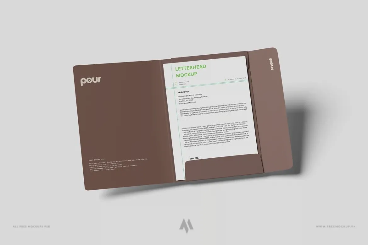Mockup kẹp tài liệu có tiêu đề thư