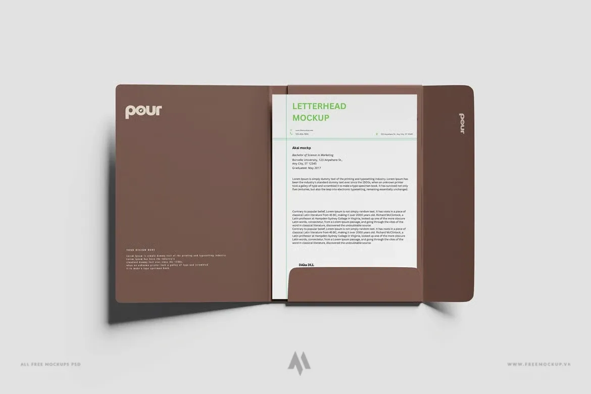 Mockup kẹp tài liệu có tiêu đề thư