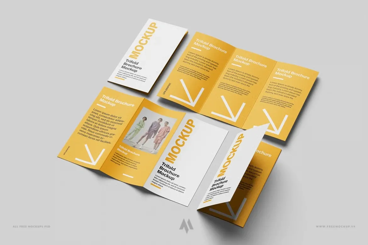 Mockup Brochure gập ba miễn phí