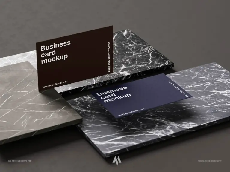 Mockup danh thiếp đặt trên đá