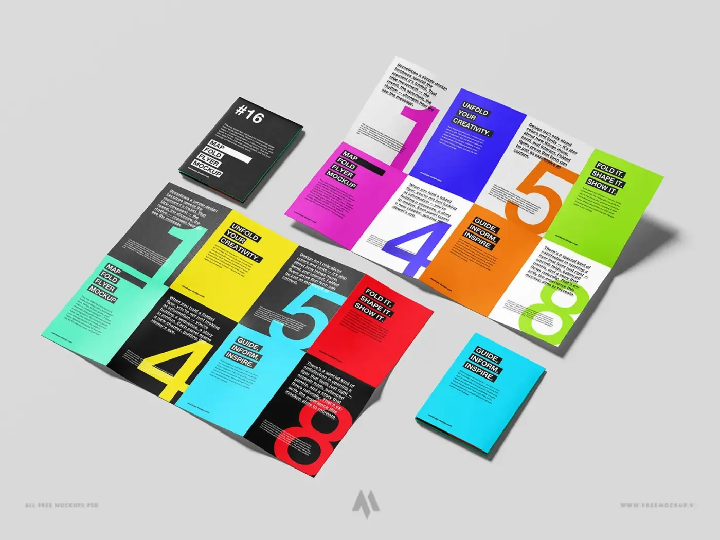 Mockup tờ rơi gập 4 / gập 16