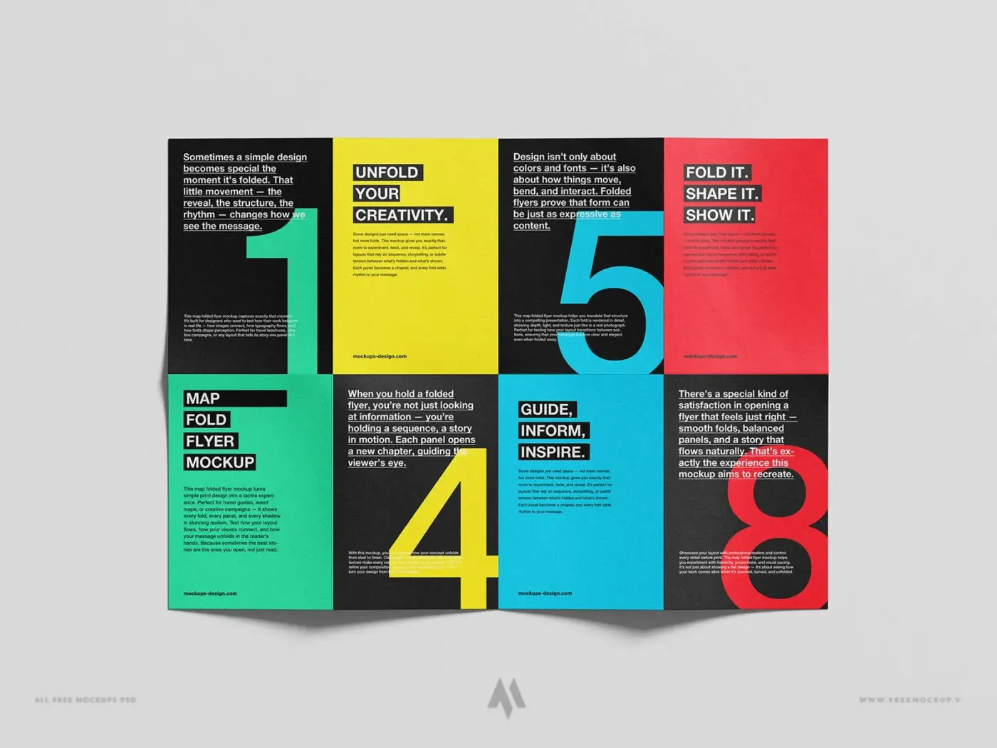 Mockup tờ rơi gập 4 / gập 16