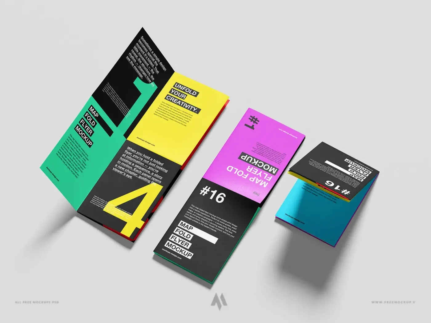 Mockup tờ rơi gập 4 / gập 16