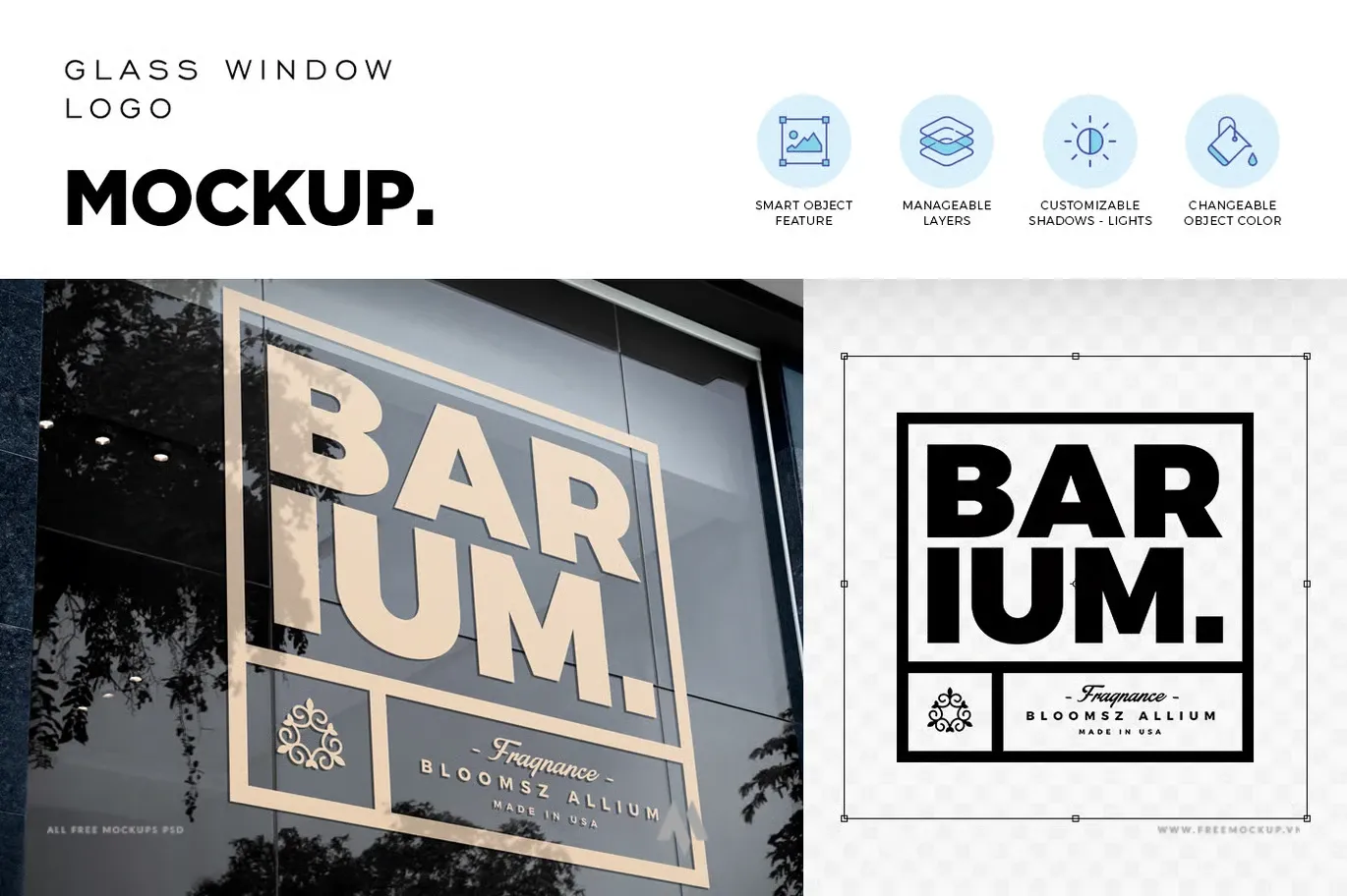 Mockup logo dán trên cửa kính