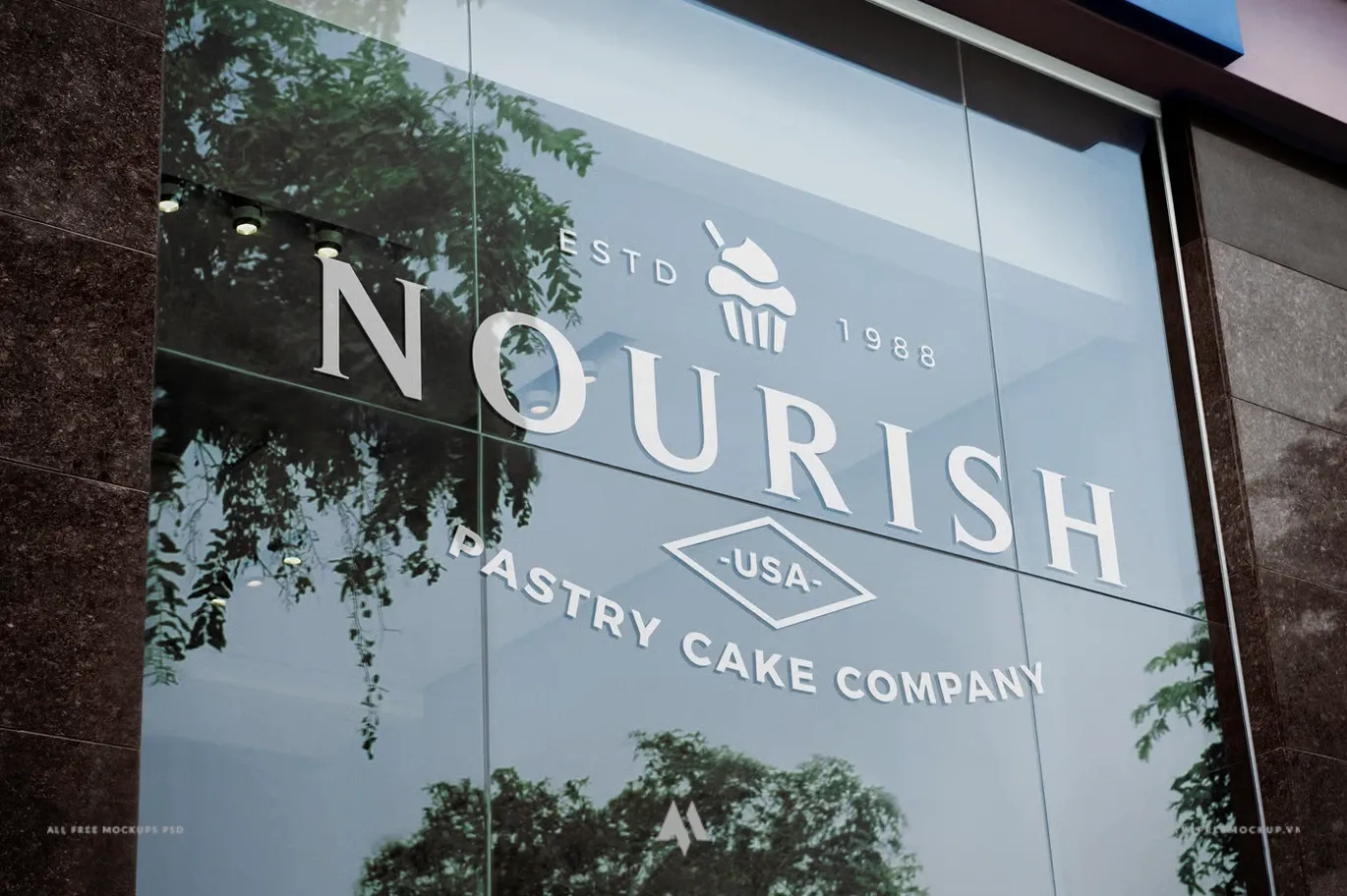 Mockup logo dán trên cửa kính