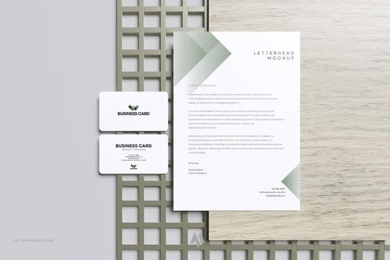 Mockup tiêu đề thư và mẫu danh thiếp