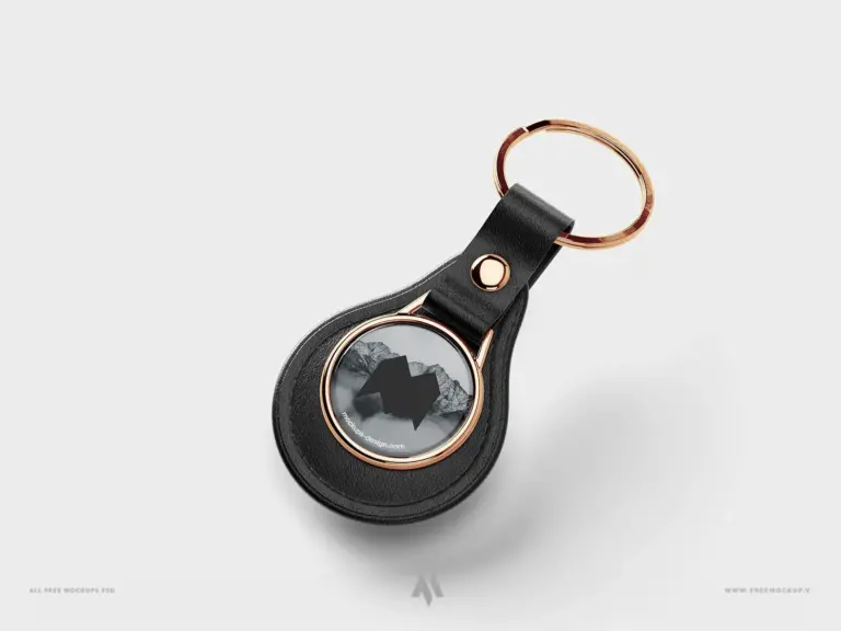 Mockup móc chìa khóa da miễn phí