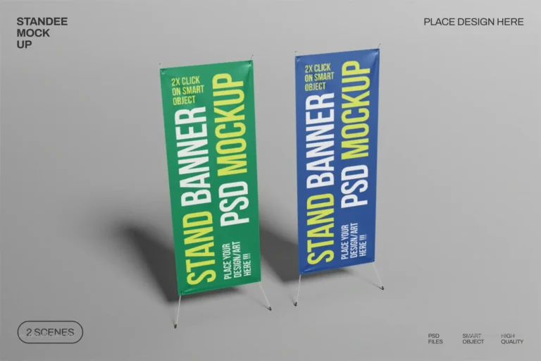 Mockup Standee nền trơn miễn phí