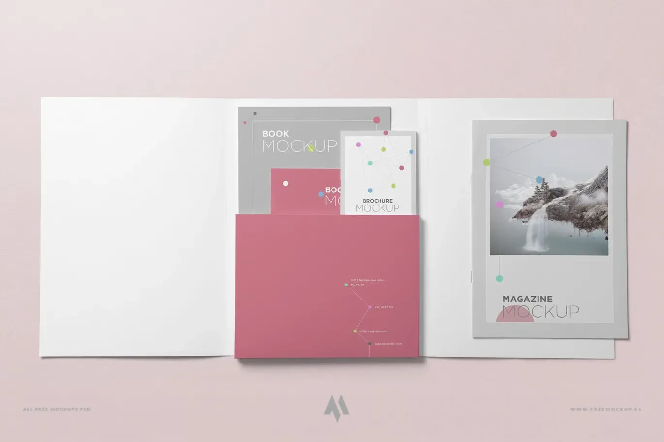 Mockup folder A4 gập 3