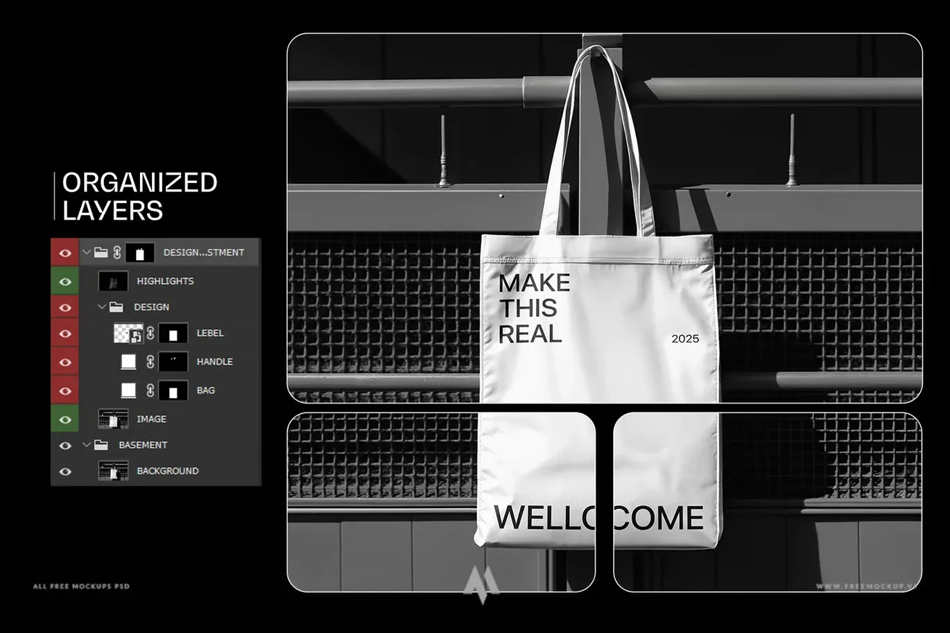 Mockup túi tote vải canvas miễn phí