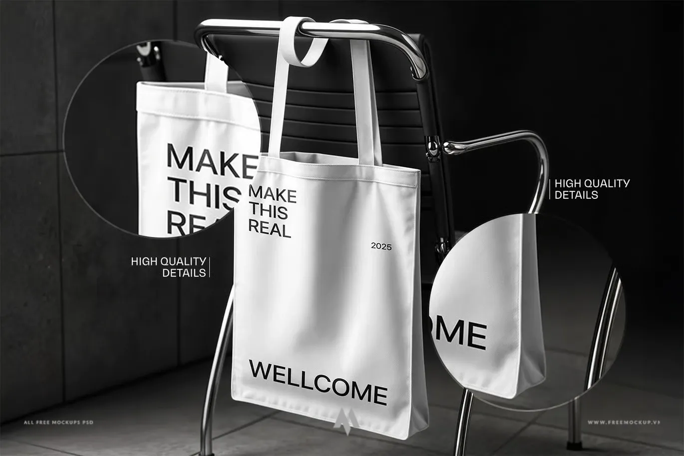 Mockup túi tote vải canvas miễn phí