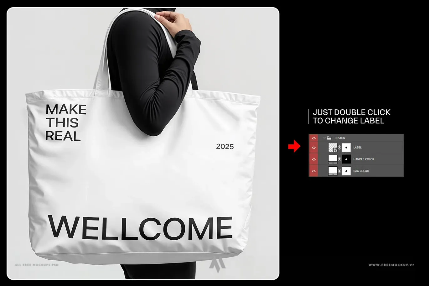 Mockup túi tote vải canvas miễn phí