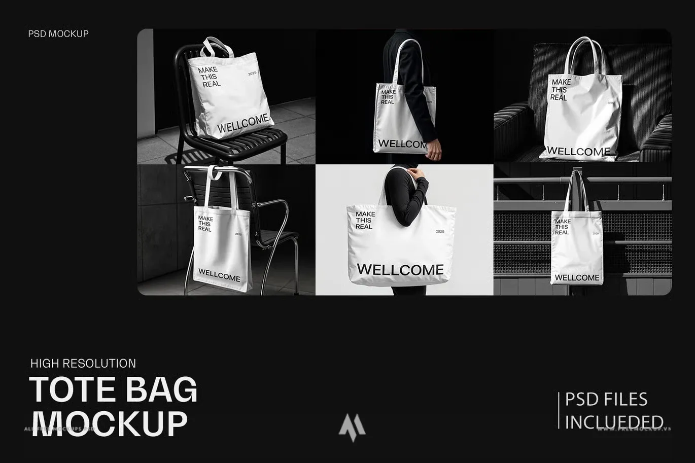 Mockup túi tote vải canvas miễn phí