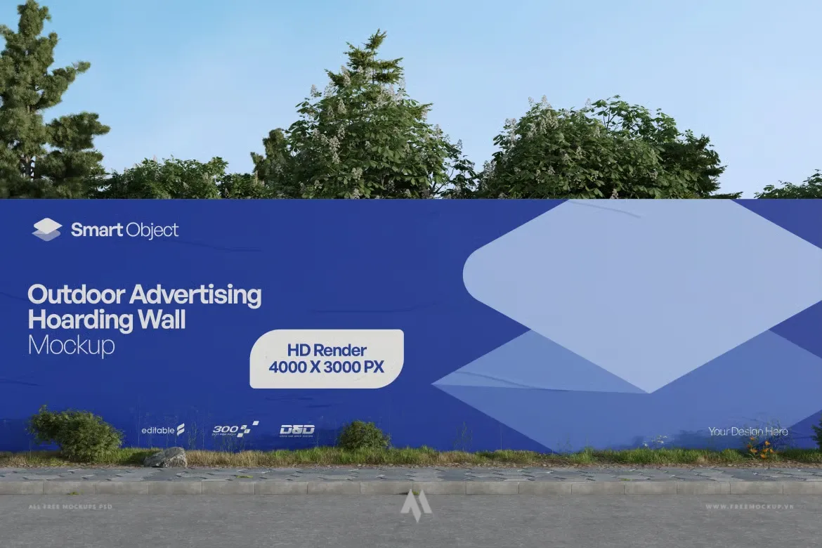 Mockup bảng quảng cáo ven đường