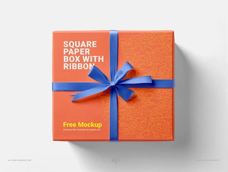 Mockup hộp quà có nơ