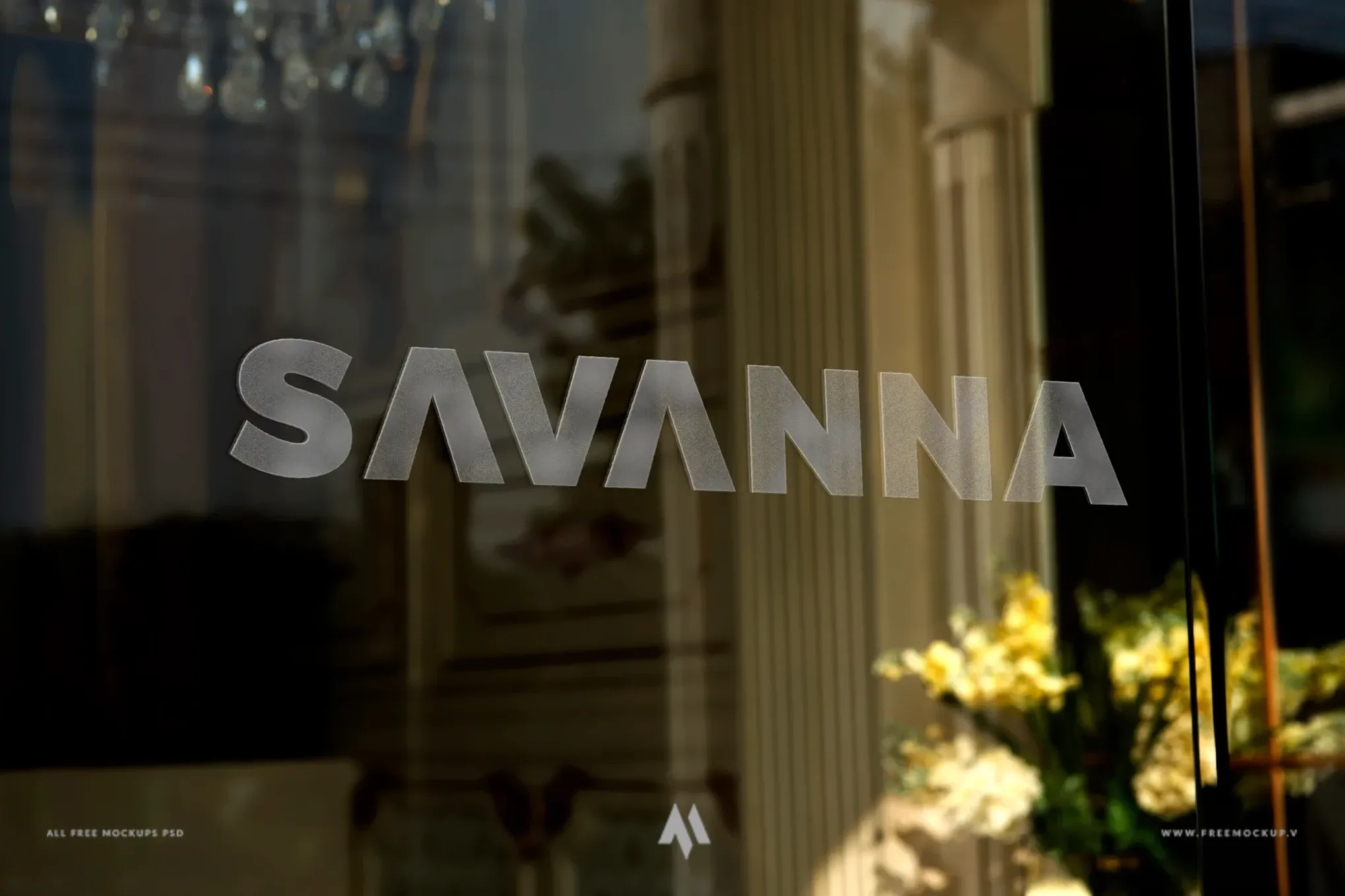 Mockup logo cửa kính